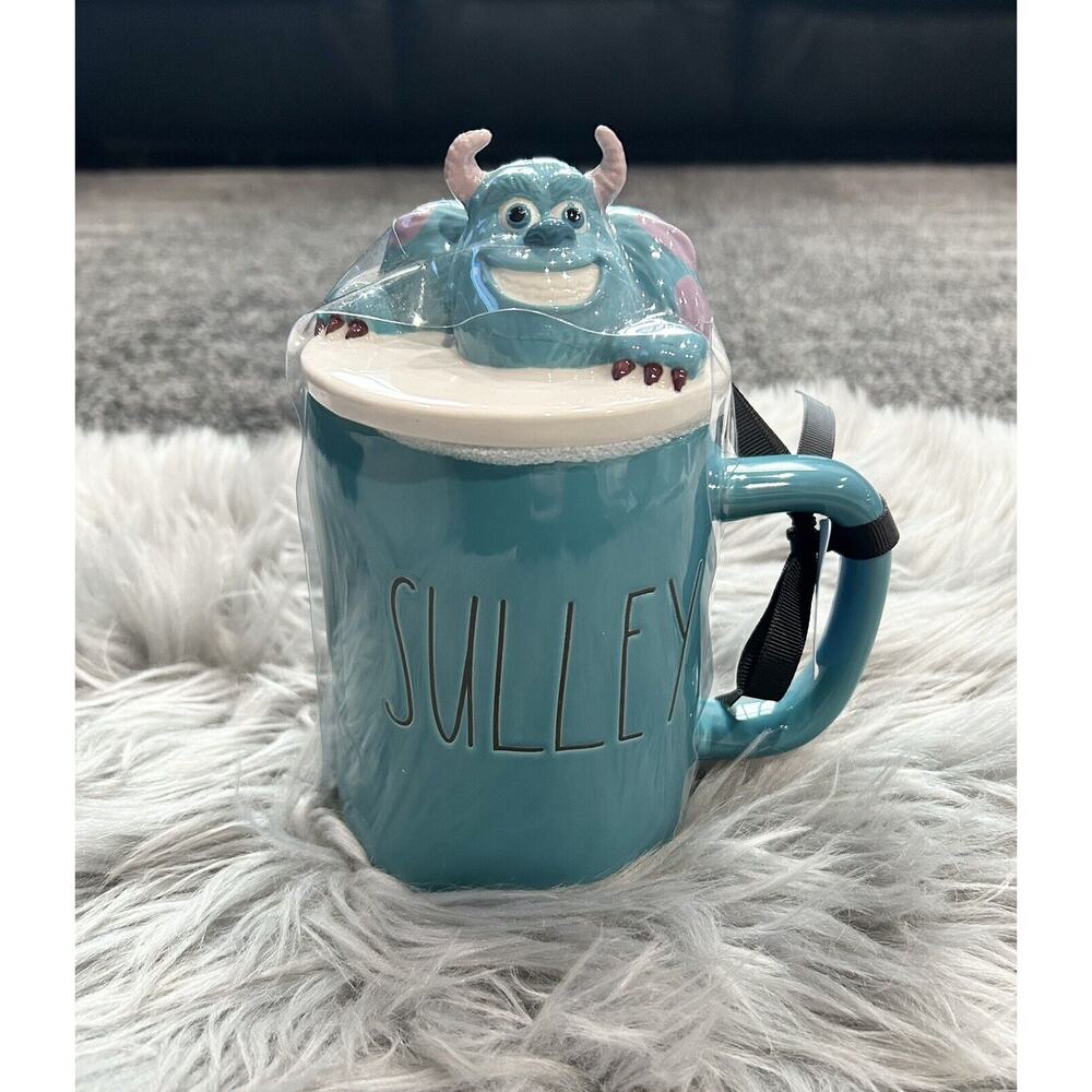 New RAE‎ DUNN Monsters Inc LL "SULLEY" Blue Mug w/ Topper Pixar Disney VHTF NEW